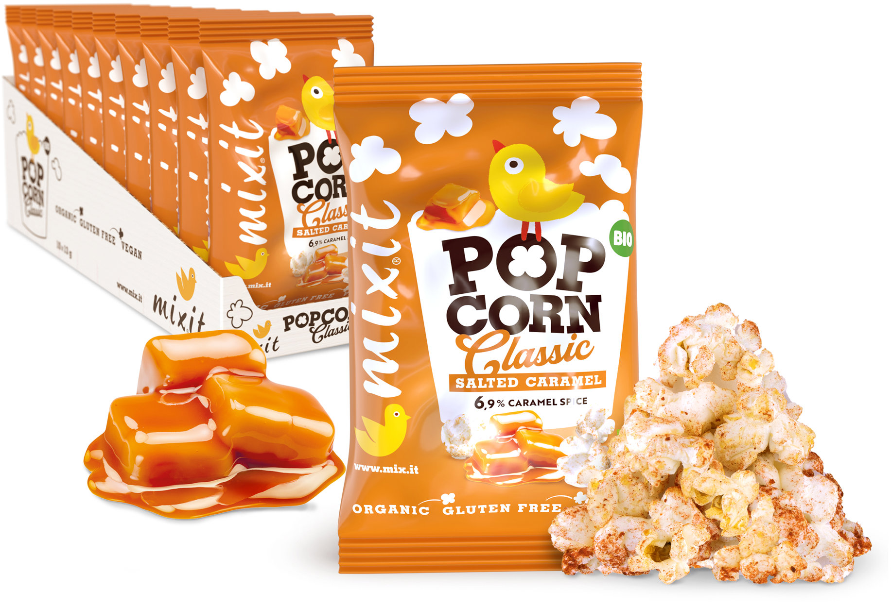 Mixit BIO popcorn do vrecka Slaný karamel 20 ks
