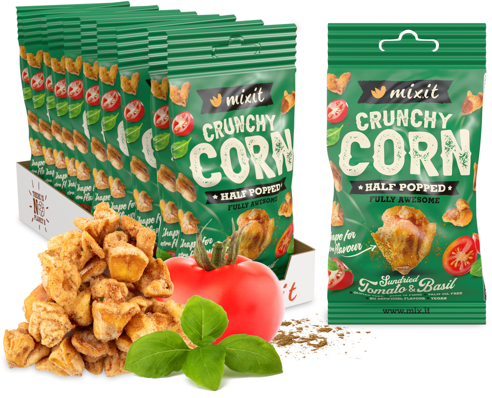 Mixit Crunchy corn Paradajka & bazalka do vrecka 10 ks, 400 g