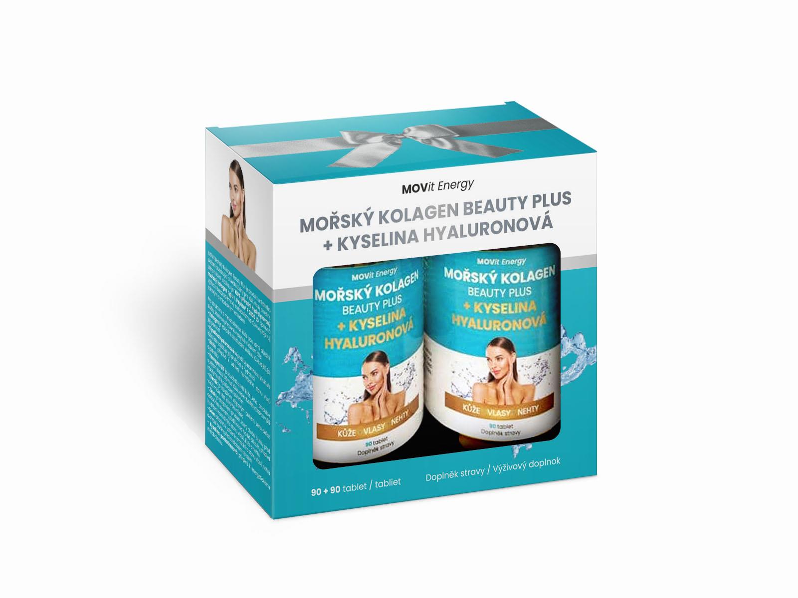 MOVit Beauty Darčekový Balíček Morský kolagén Beauty Plus 90 + 90 tabliet