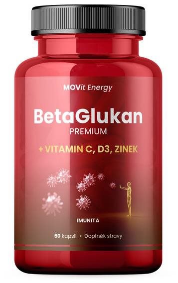 MOVit Energy BetaGlukan 350 mg + Vitamín C, D3, Zinok Premium, 60 kapsúl