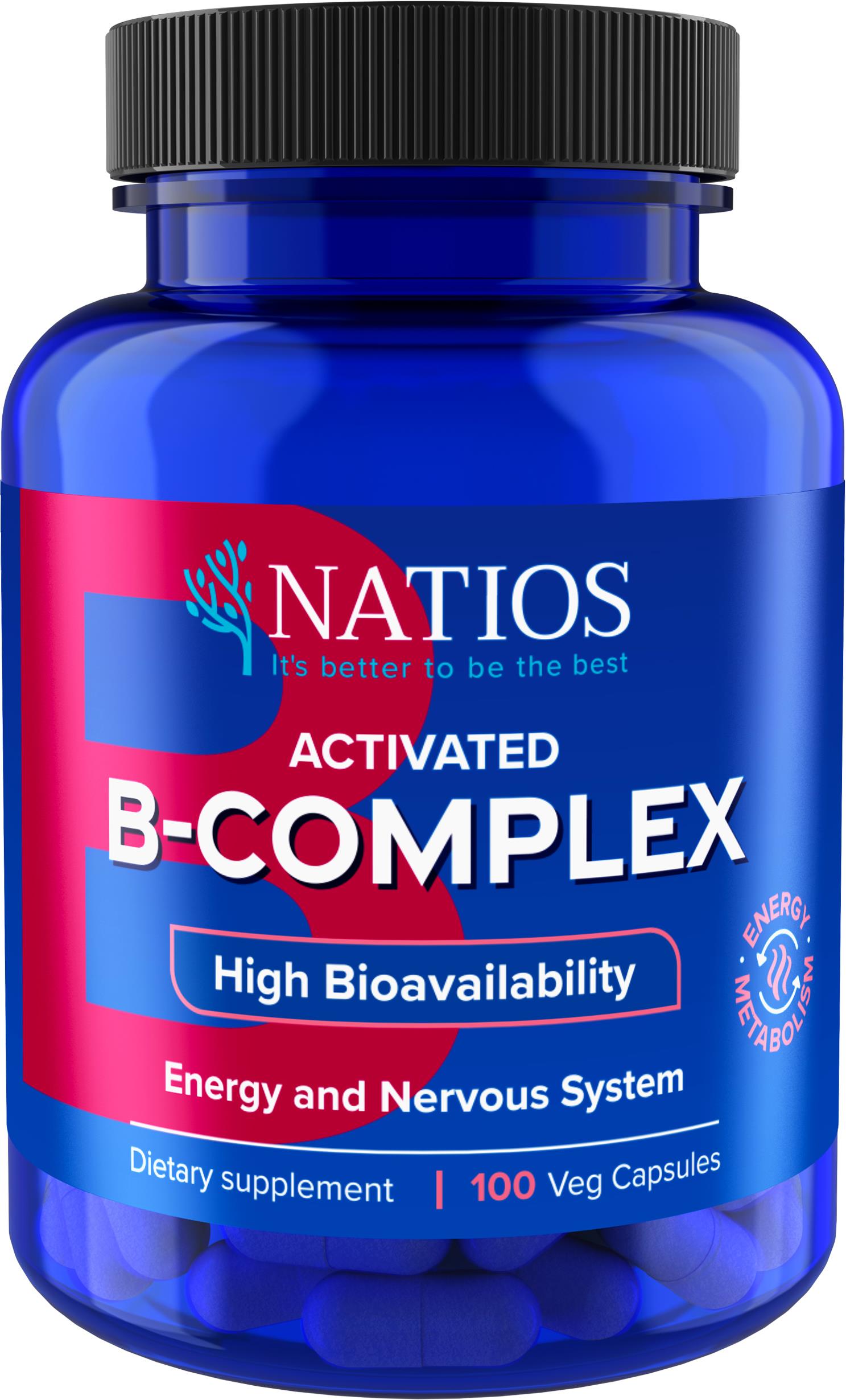 NATIOS Activated B-Complex, Aktivní formy vitamínů B, 100 veganských kapslí