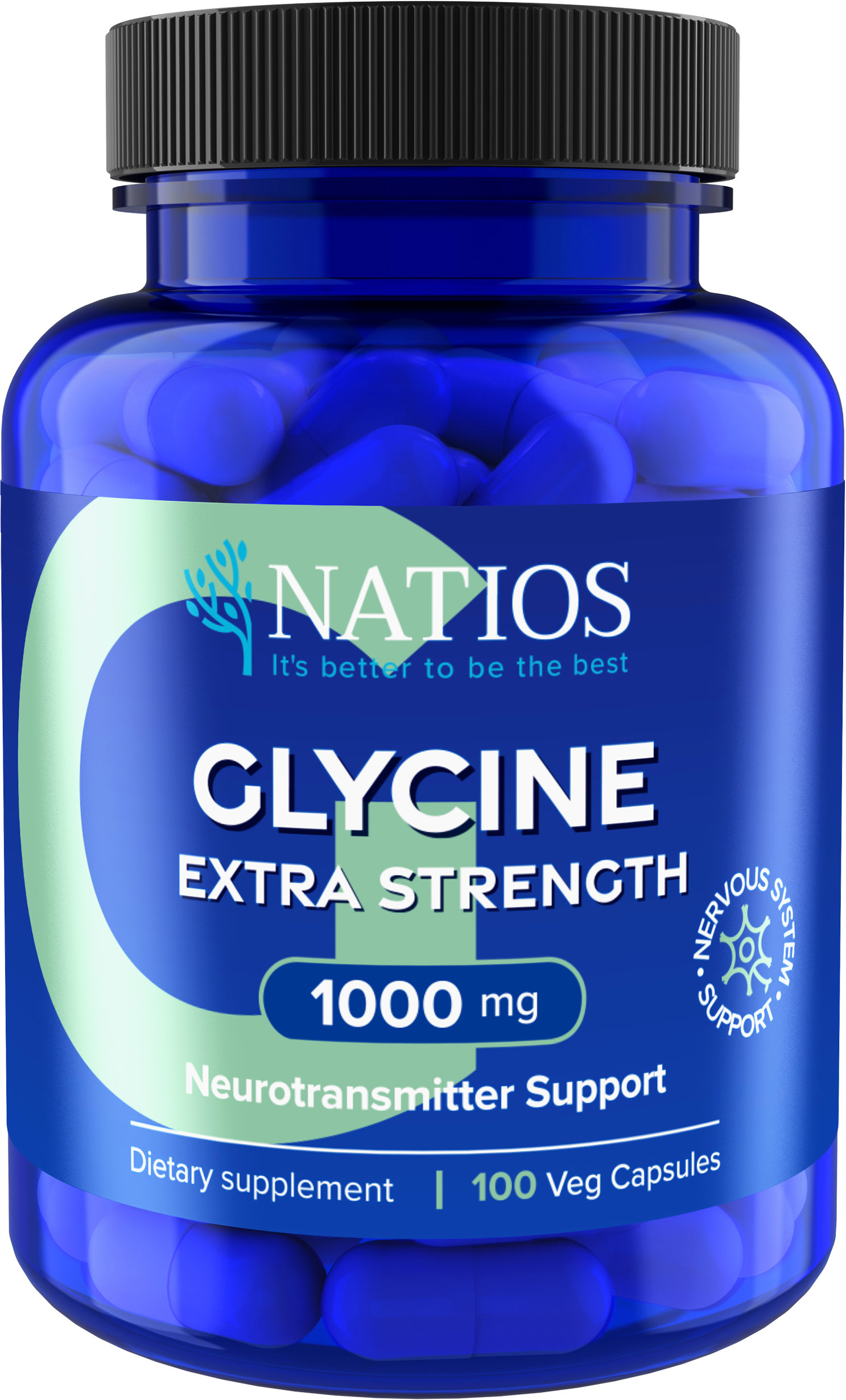 NATIOS Glycine Extra Strength, 1000 mg, 100 veganských kapslí