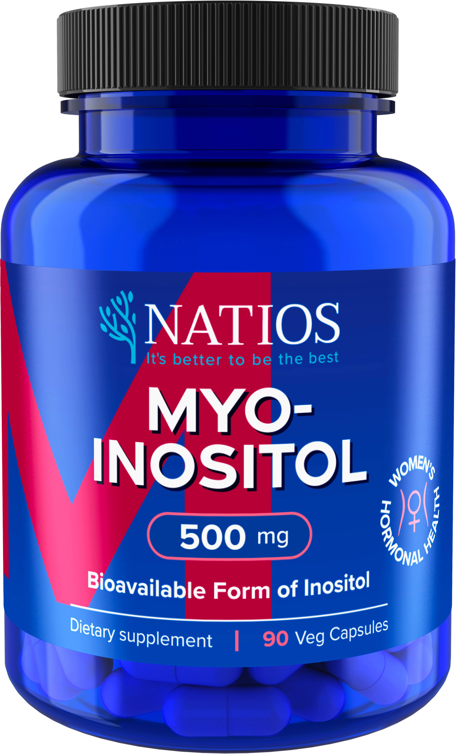 NATIOS Myo-Inositol, 500 mg, 90 veganských kapslí
