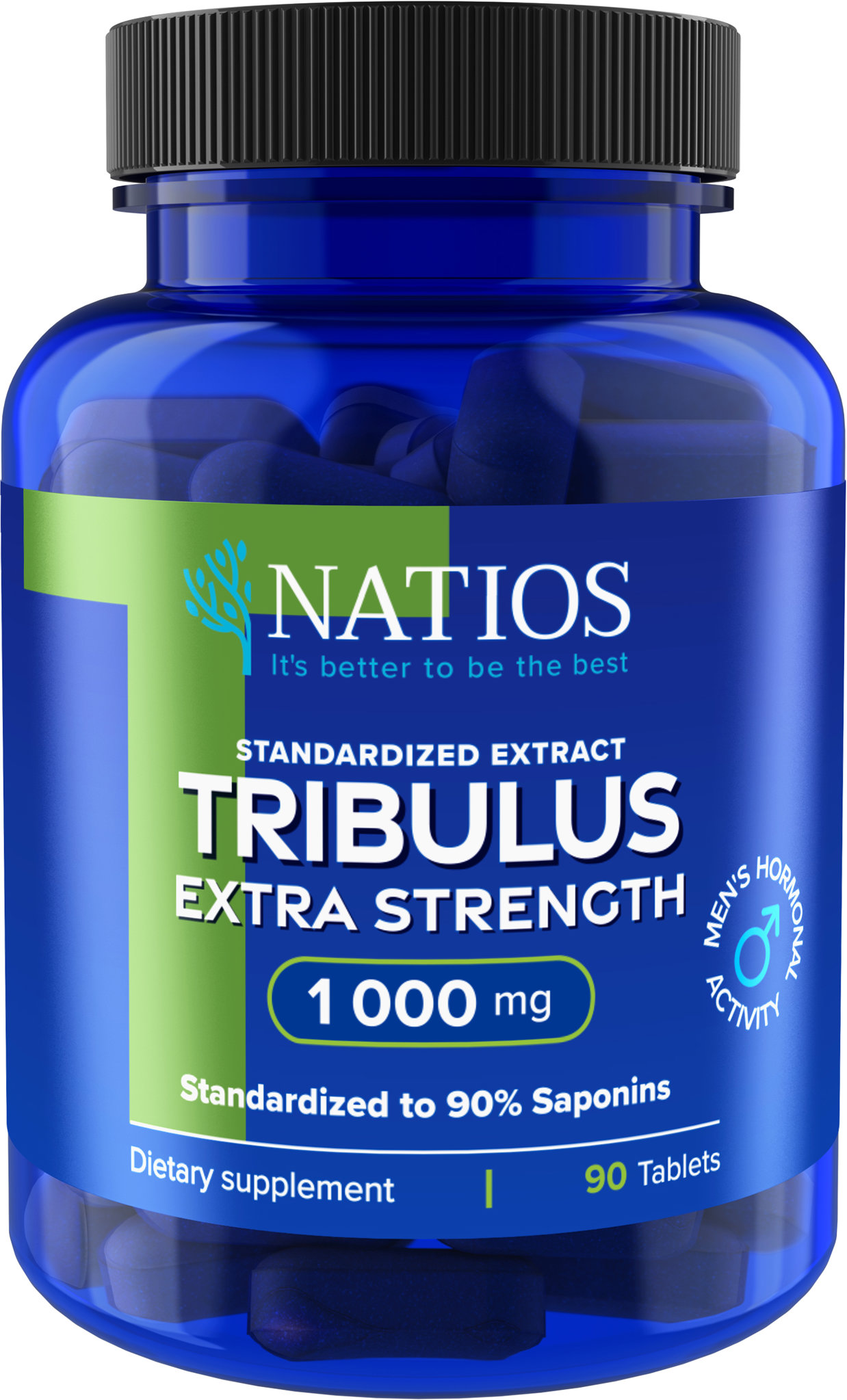 NATIOS Tribulus Extract, 90% saponins, 1000 mg, Extra Strength, 90 tablet