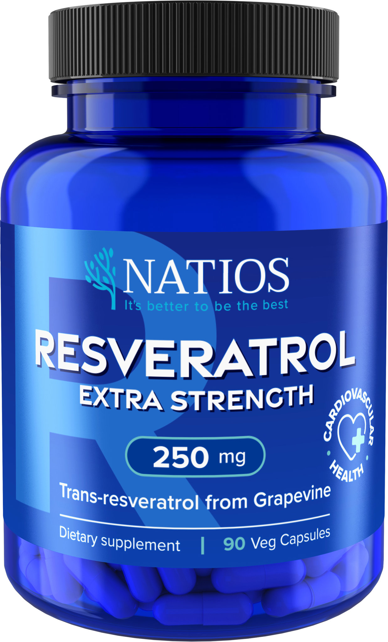 NATIOS Resveratrol, Extra Strength, 250 mg, 90 vegánskych kapsúl