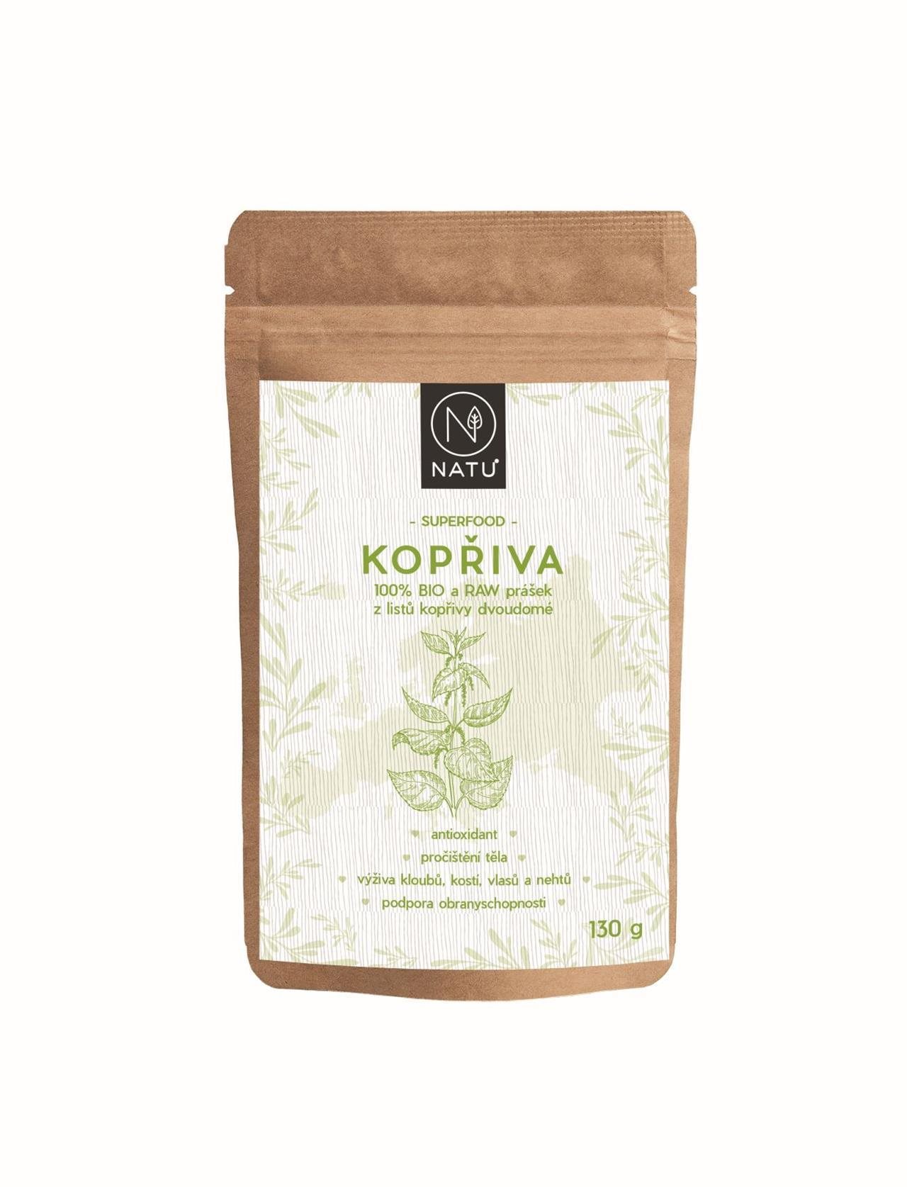 NATU Žihľava list prášok BIO, RAW 130 g
