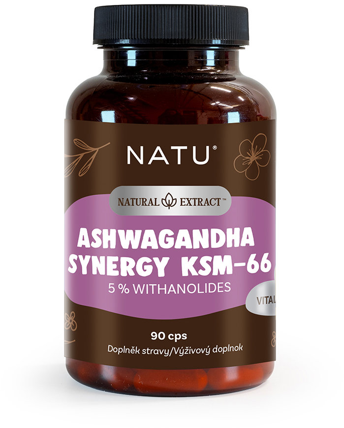 NATU Ashwagandha extrakt KSM-66 (5 % withanolidov) s piperínom 90 kapsúl