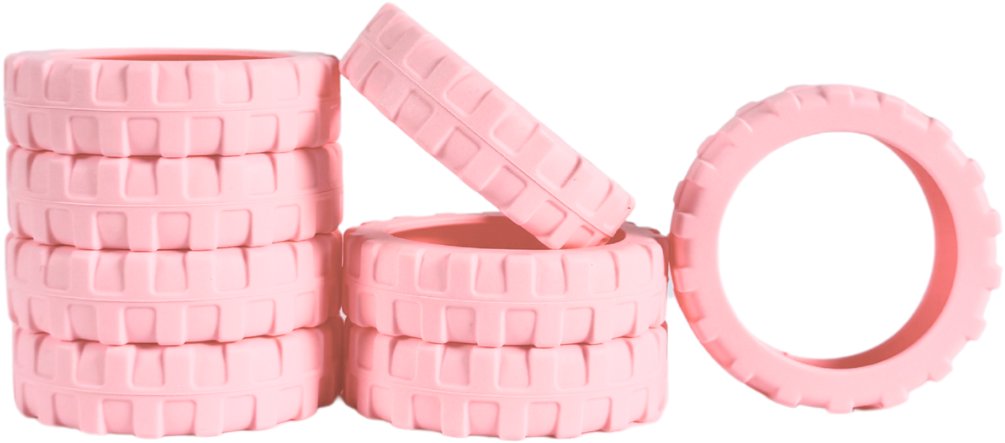 Bertoo Ochranné silikónové návleky na dvojité kolieska kufra – 8 kusov ružové II