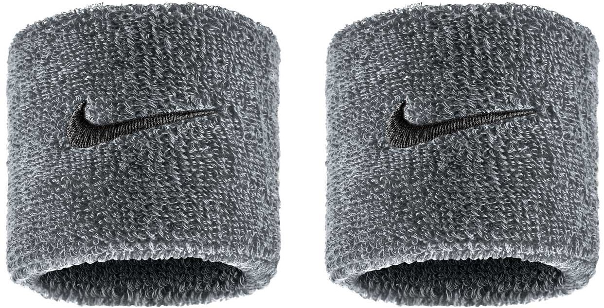 Nike Swoosh Classic potítka na zápästie sivá/čierna 2 ks