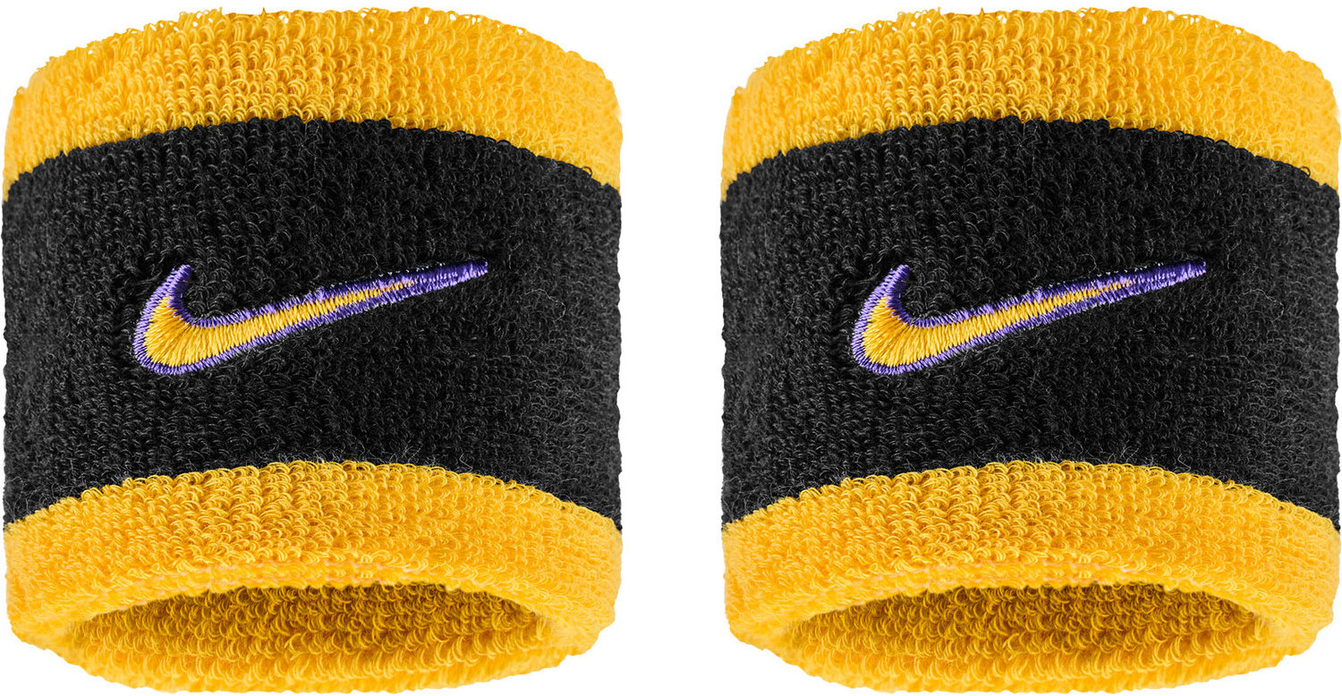 Nike Swoosh Classic potítka na zápästie čierna/fialová/zlatá 2 ks