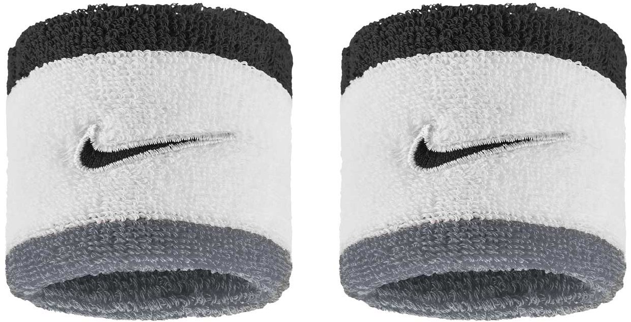 Nike Swoosh Classic potítka na zápästie biela/sivá 2 ks