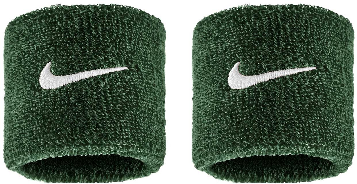 Nike Swoosh Classic potítka na zápästie tmavo-zelená/biela 2 ks