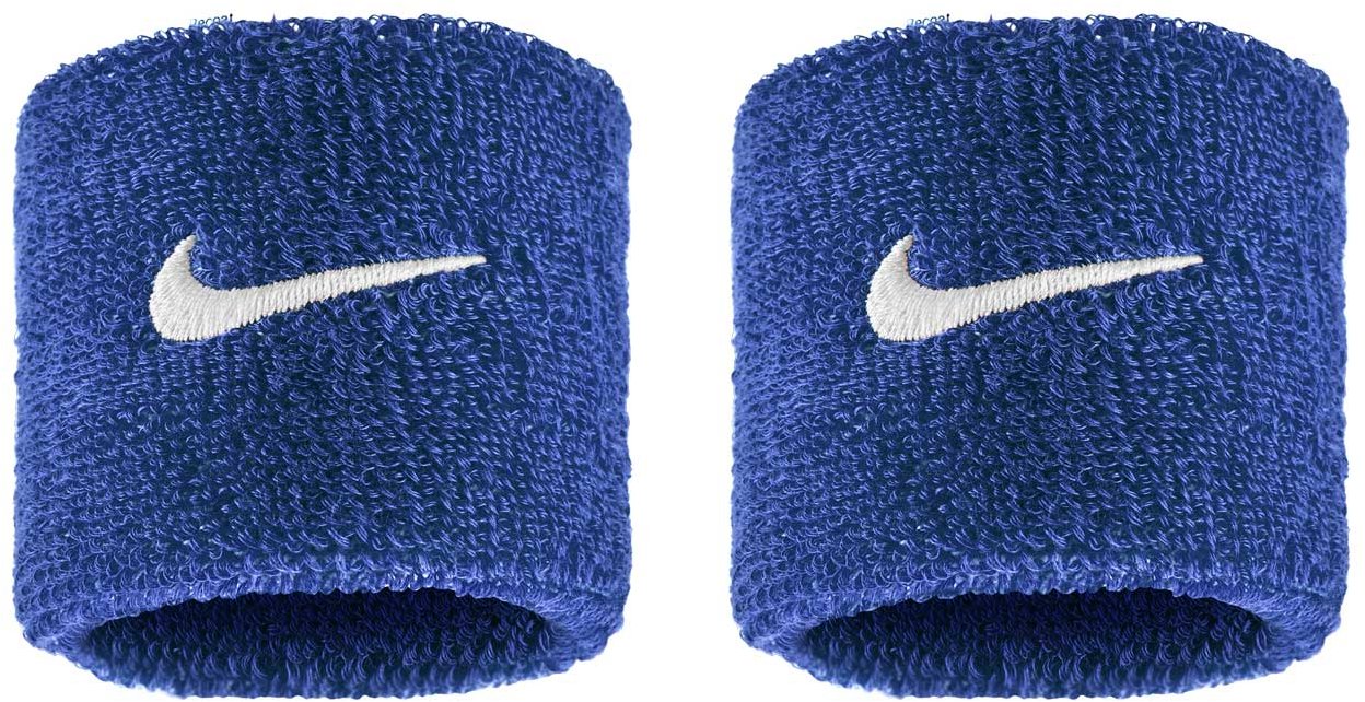 Nike Swoosh Classic potítka na zápästie modrá/biela 2 ks