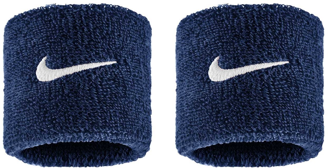 Nike Swoosh Classic potítka na zápästie tmavo-modrá/biela 2 ks