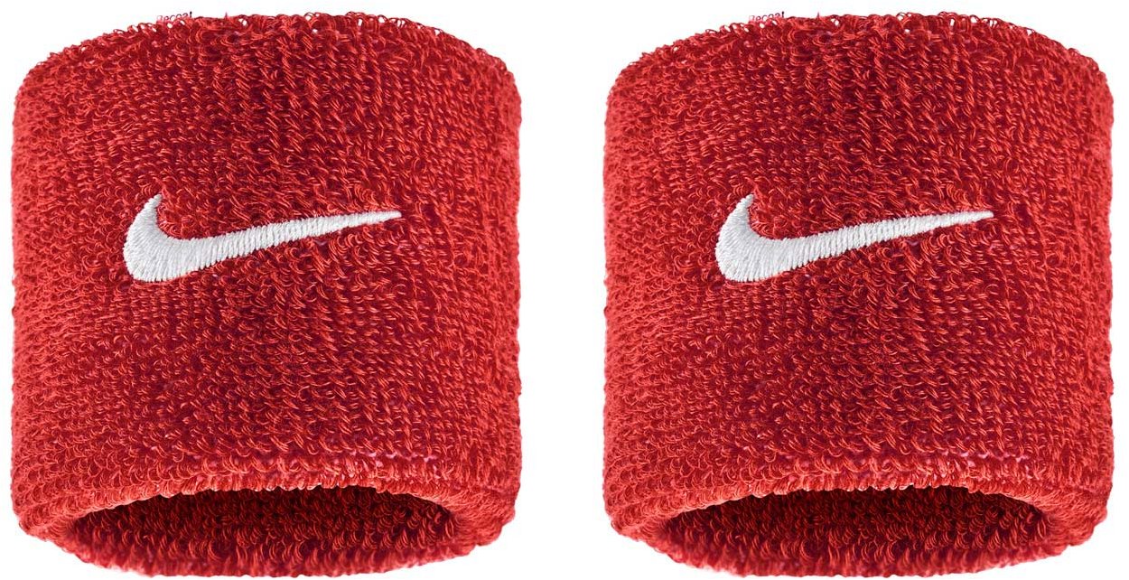 Nike Swoosh Classic potítka na zápästie červená/biela 2 ks