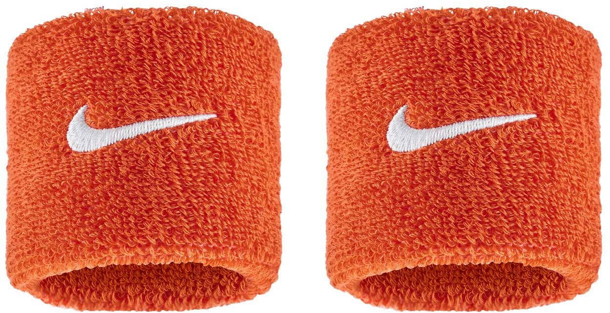 Nike Swoosh Classic potítka na zápästie oranžová/biela 2 ks