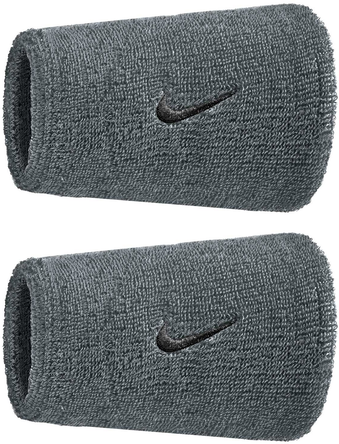 Nike Swoosh Classic Doublewide potítka na zápästie sivá/čierna 2 ks