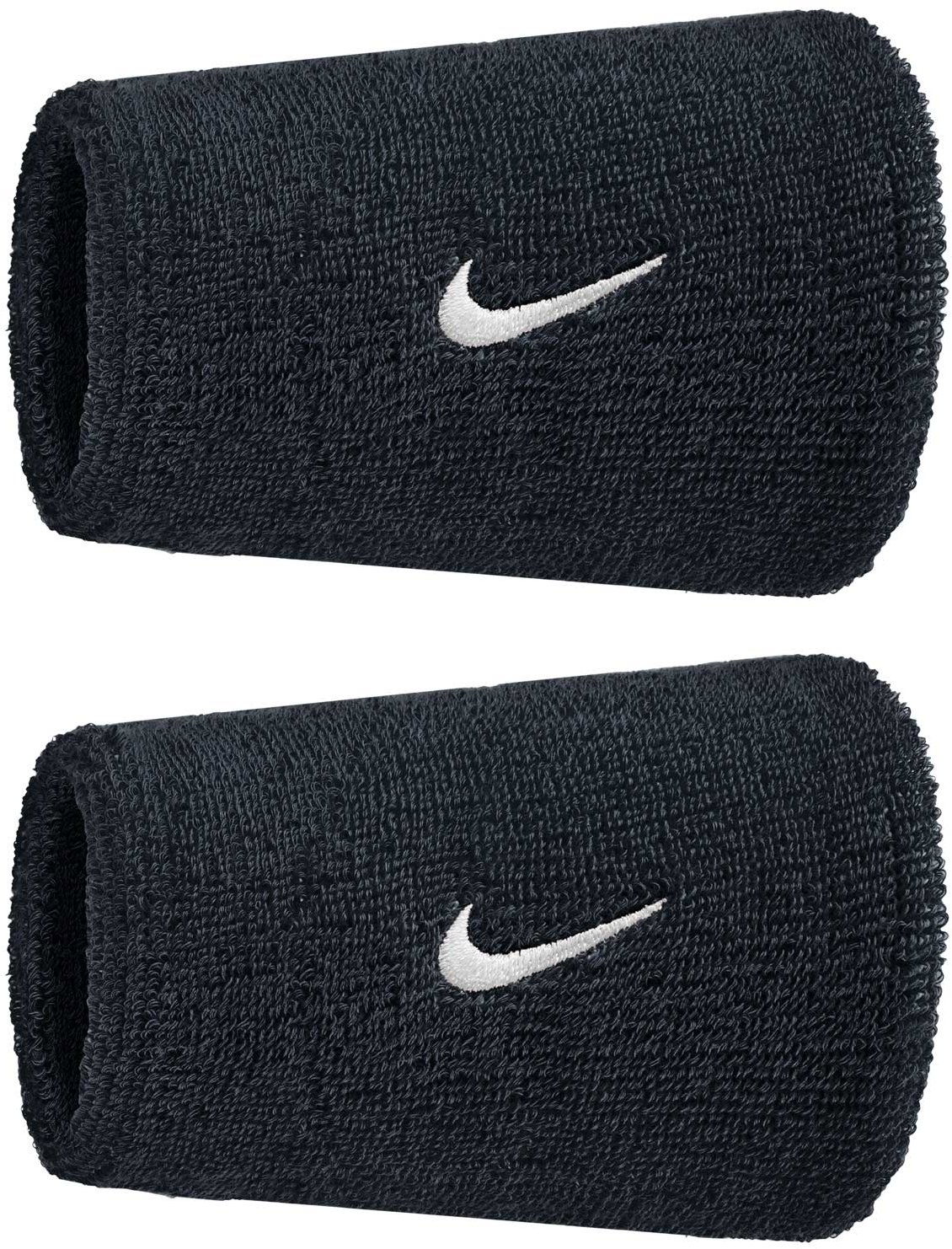 Nike Swoosh Classic Doublewide potítka na zápästie čierna/biela 2 ks