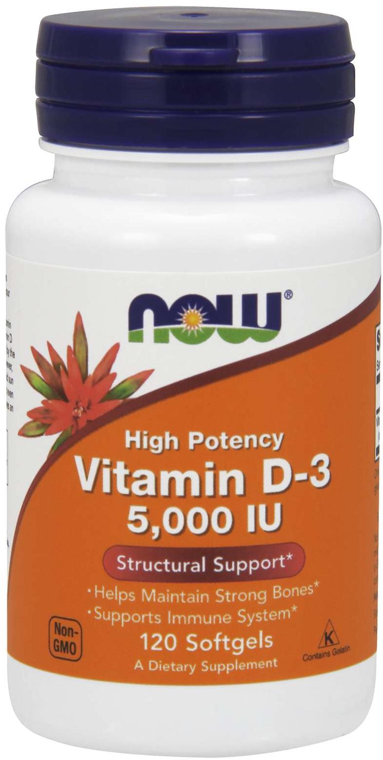NOW Vitamín D3, 5000 IU