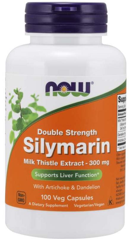 NOW Double Strength Silymarín milk thistle extract, 300 mg, 100 kapsúl
