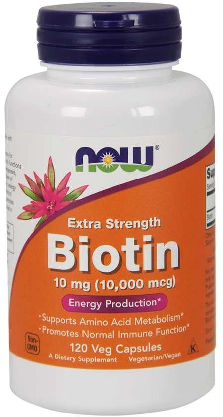 NOW Biotín, 10 mg Extra Strength 120 rastlinných kapsúl