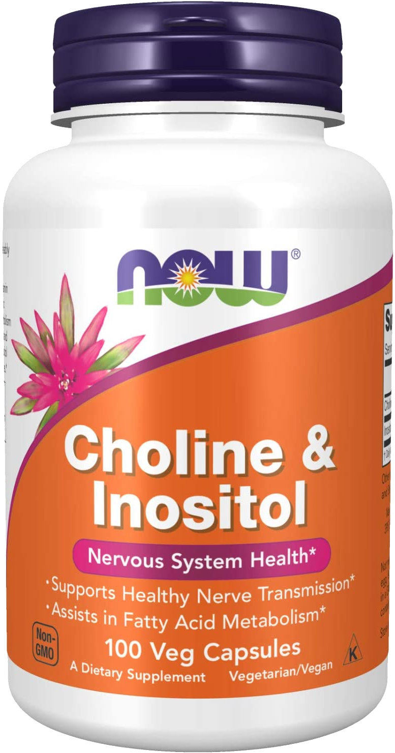 NOW FOODS Choline & Inositol, 100 rostlinných kapslí