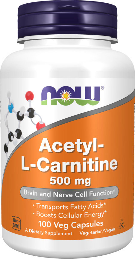 NOW FOODS Acetyl-L-Carnitine, 500 mg, 100 rastlinných kapsúl