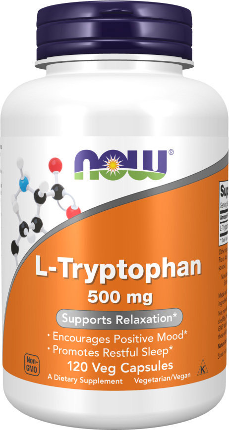 NOW FOODS L-Tryptophan, 500 mg, 120 rostlinných kapslí