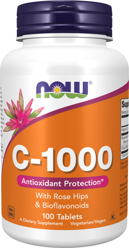 NOW FOODS Vitamin C-1000 s postupným uvolňováním a růží šípkovou, 100 tablet
