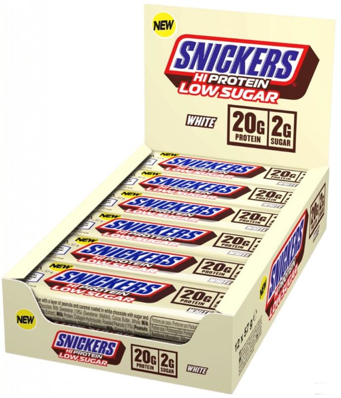 Snickers White Low Sugar High Protein Bar, 12× 57 g White Chocolate