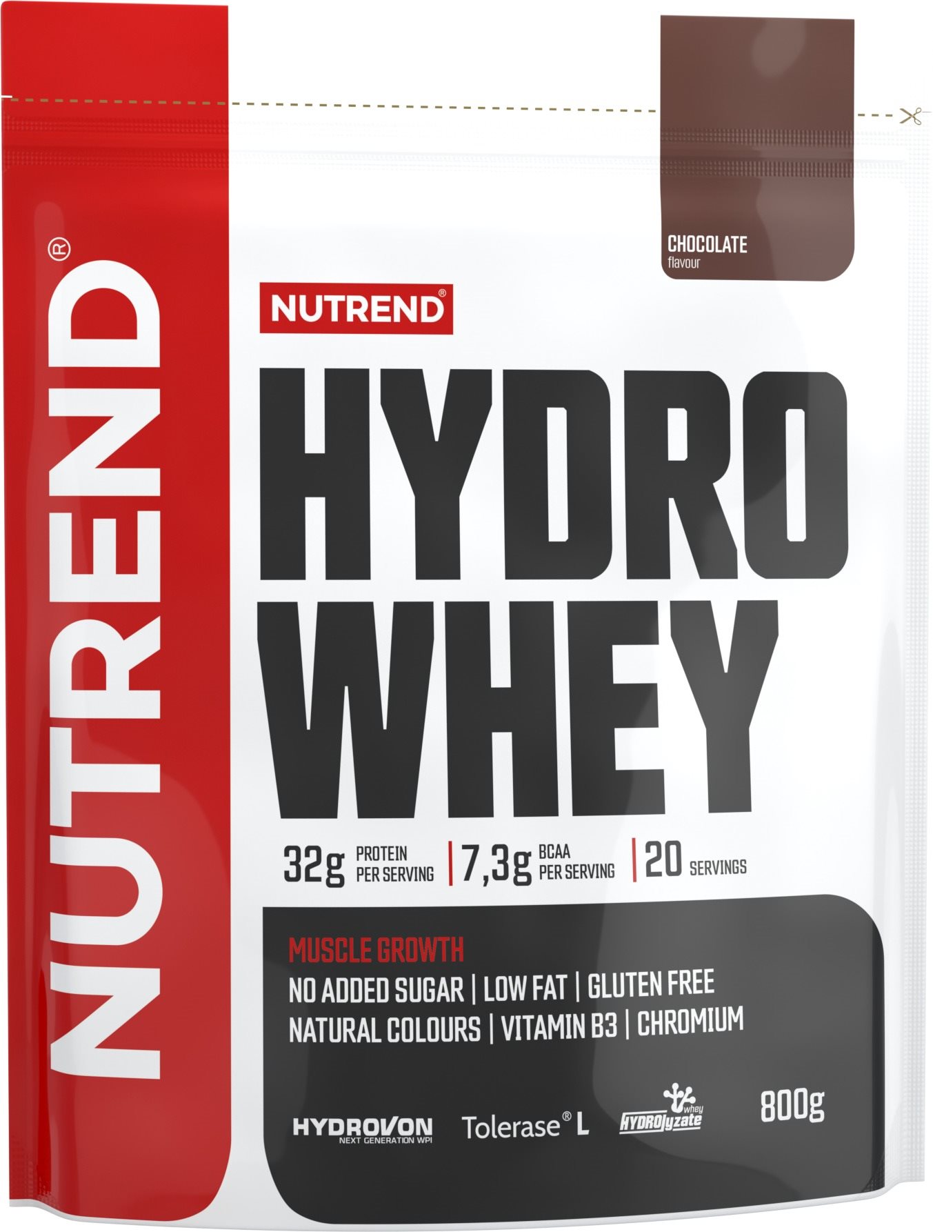 Nutrend Hydro Whey, 800 g, čokoláda
