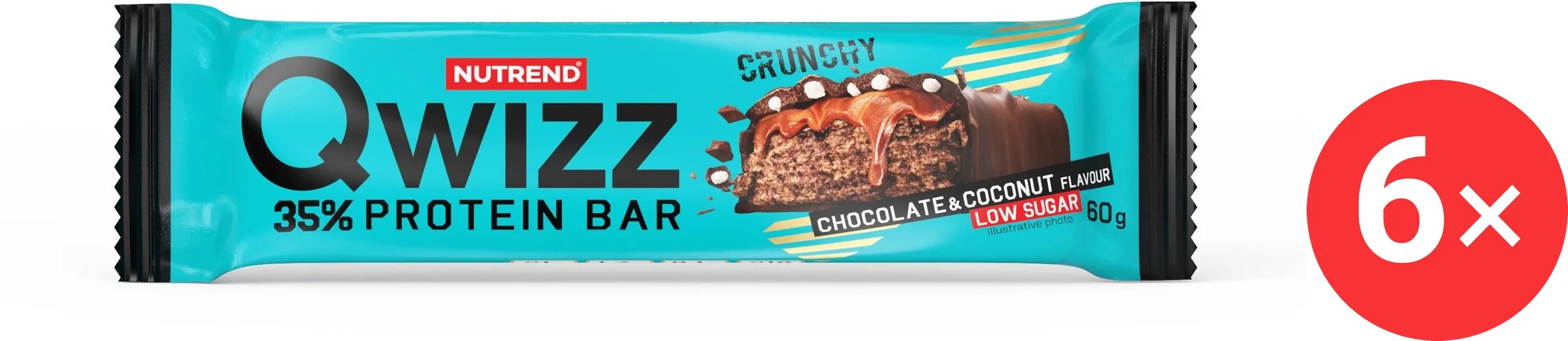Nutrend QWIZZ Protein Bar, 6 × 60 g, čokoláda + kokos