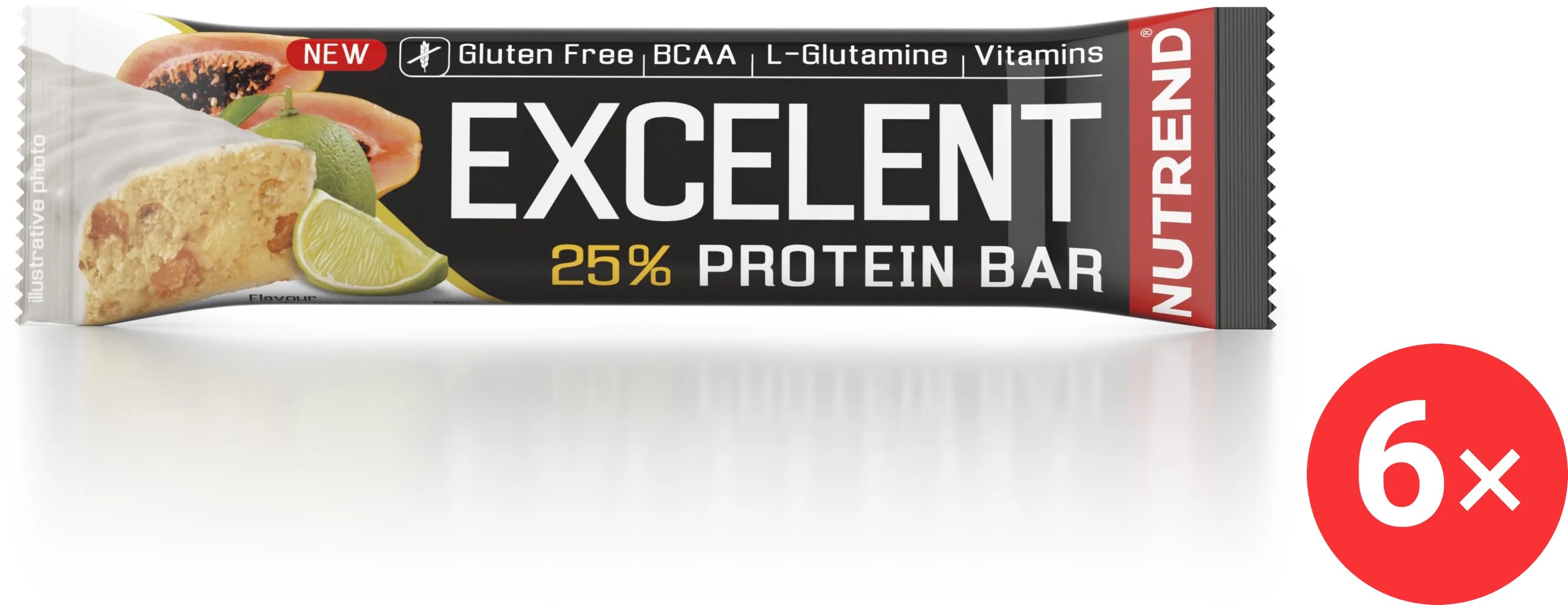 Nutrend EXCELENT protein bar, 6 × 85 g, limetka s papájou