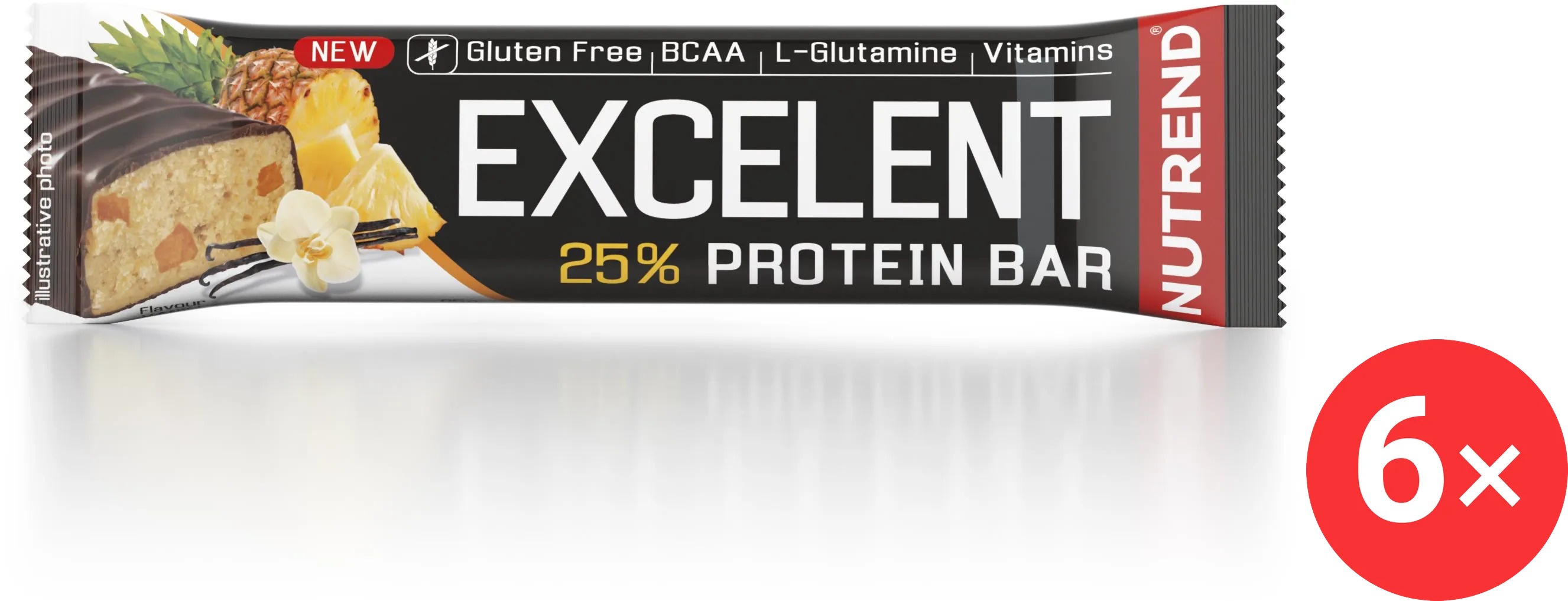 Nutrend EXCELENT protein bar, 6 × 85 g, vanilka s ananásom