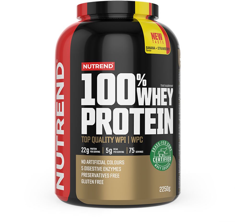 Nutrend 100 % Whey Protein 2250 g, banán + jahoda