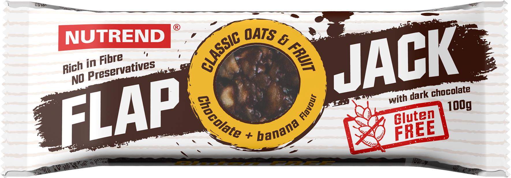 Nutrend Flapjack Gluten Free 100 g, čokoláda + banán s horkou čokoládou