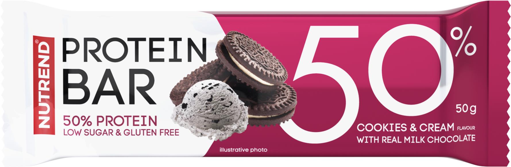 Nutrend Protein Bar 50, 50 g, cookies + cream
