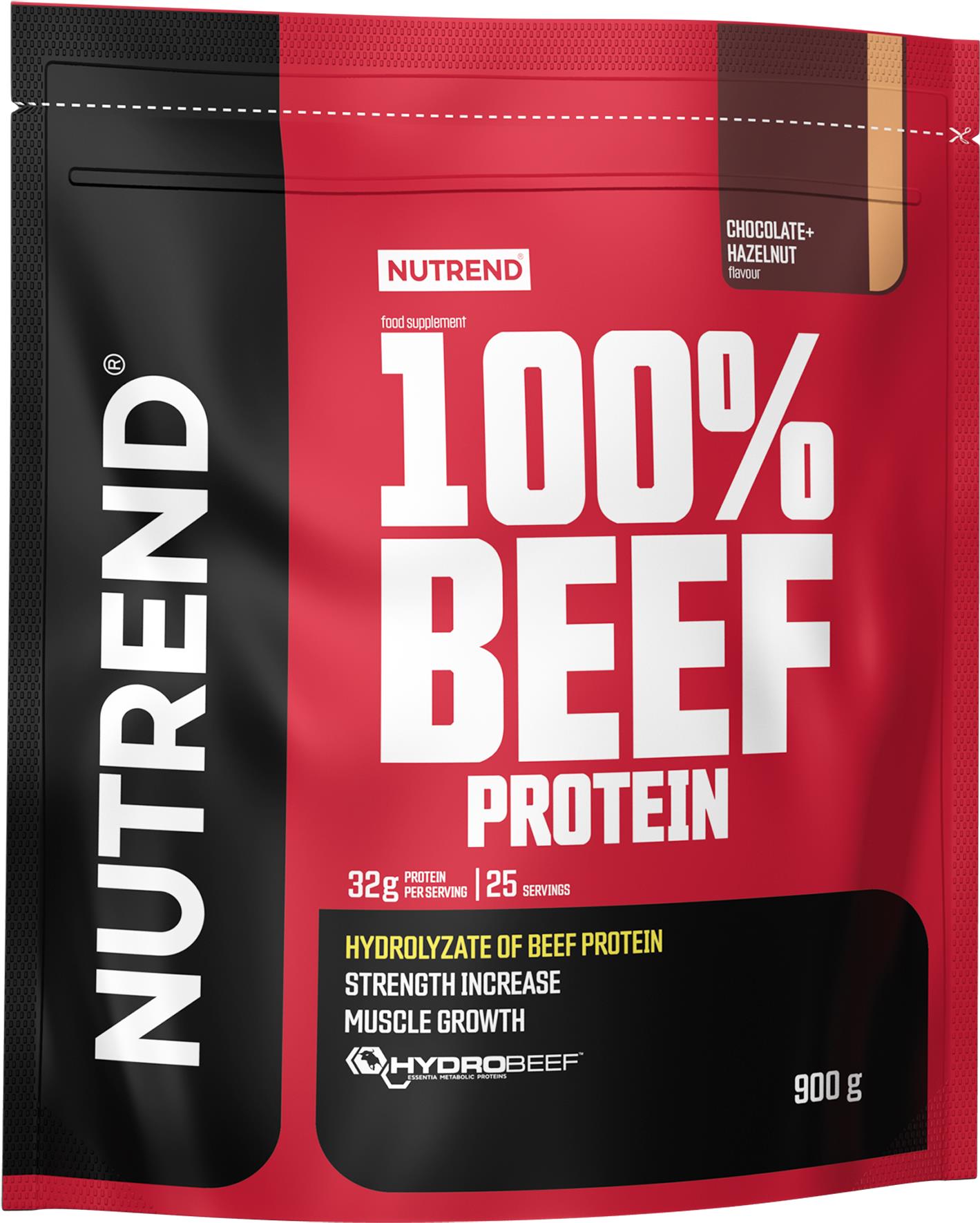 Nutrend 100 % Beef Proteín 900 g, čokoláda + lieskový orech
