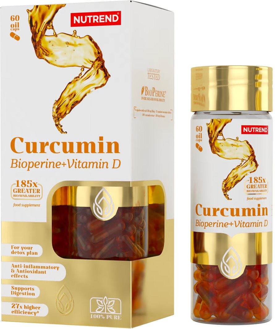 Nutrend Curcumin + Bioperine + Vitamín D, 60 kapsúl
