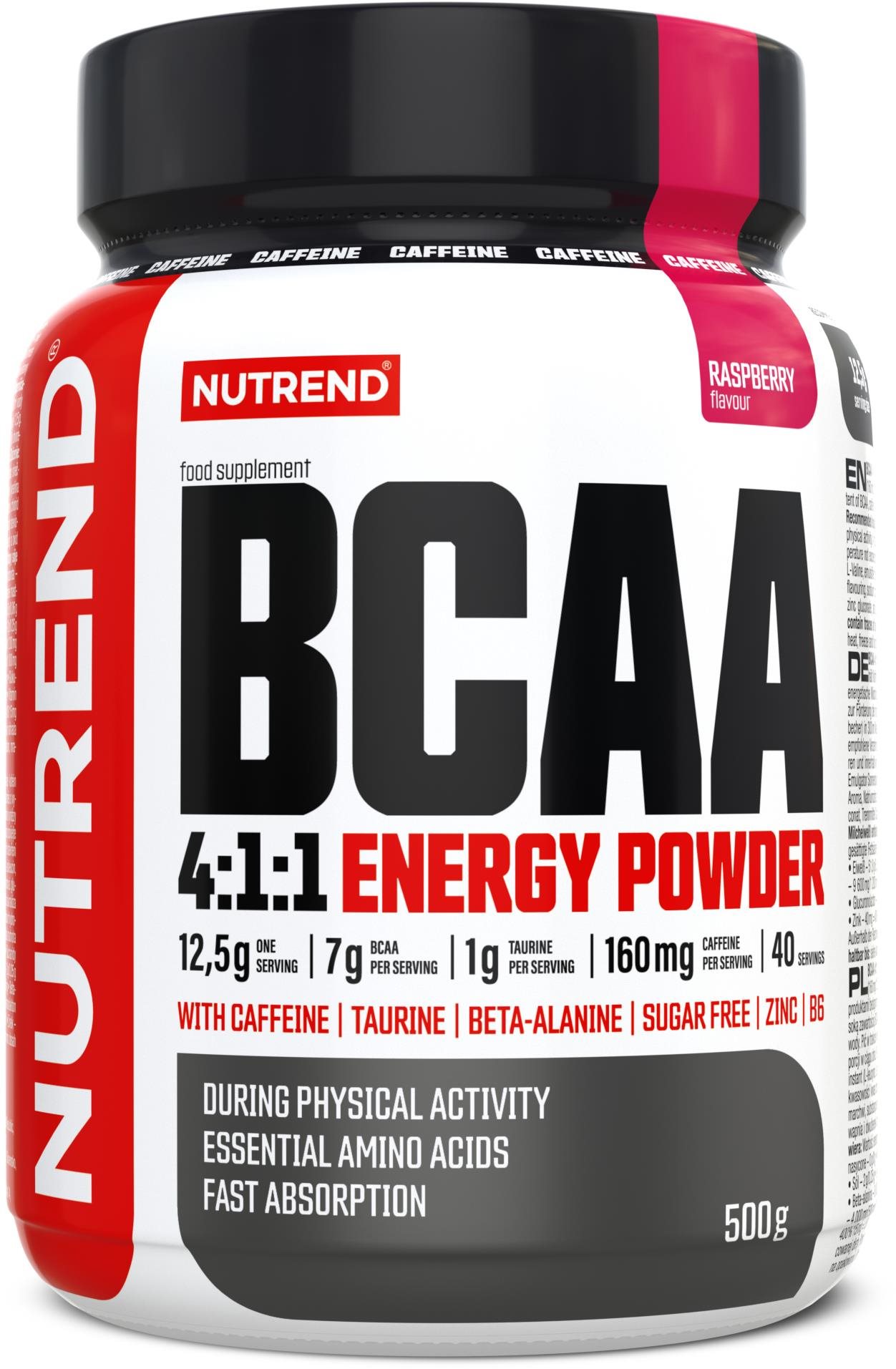 Nutrend BCAA 4:1:1 Energy Mega Strong Powder 500 g, malina
