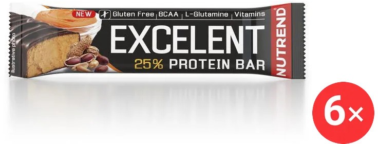 Nutrend EXCELENT protein bar, 6 × 85 g, arašidové maslo v mliečnej čokoláde