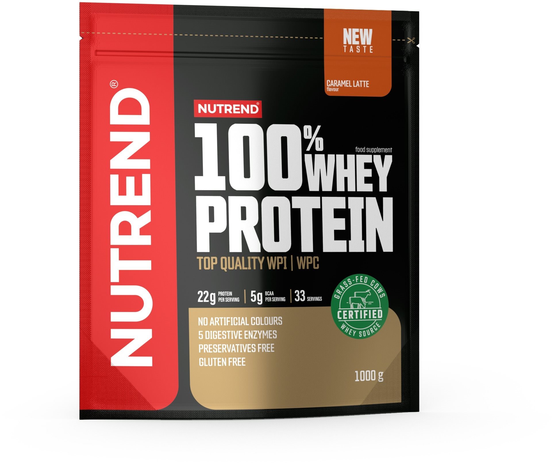 Nutrend 100% Whey Protein 1000 g, karamelové latté