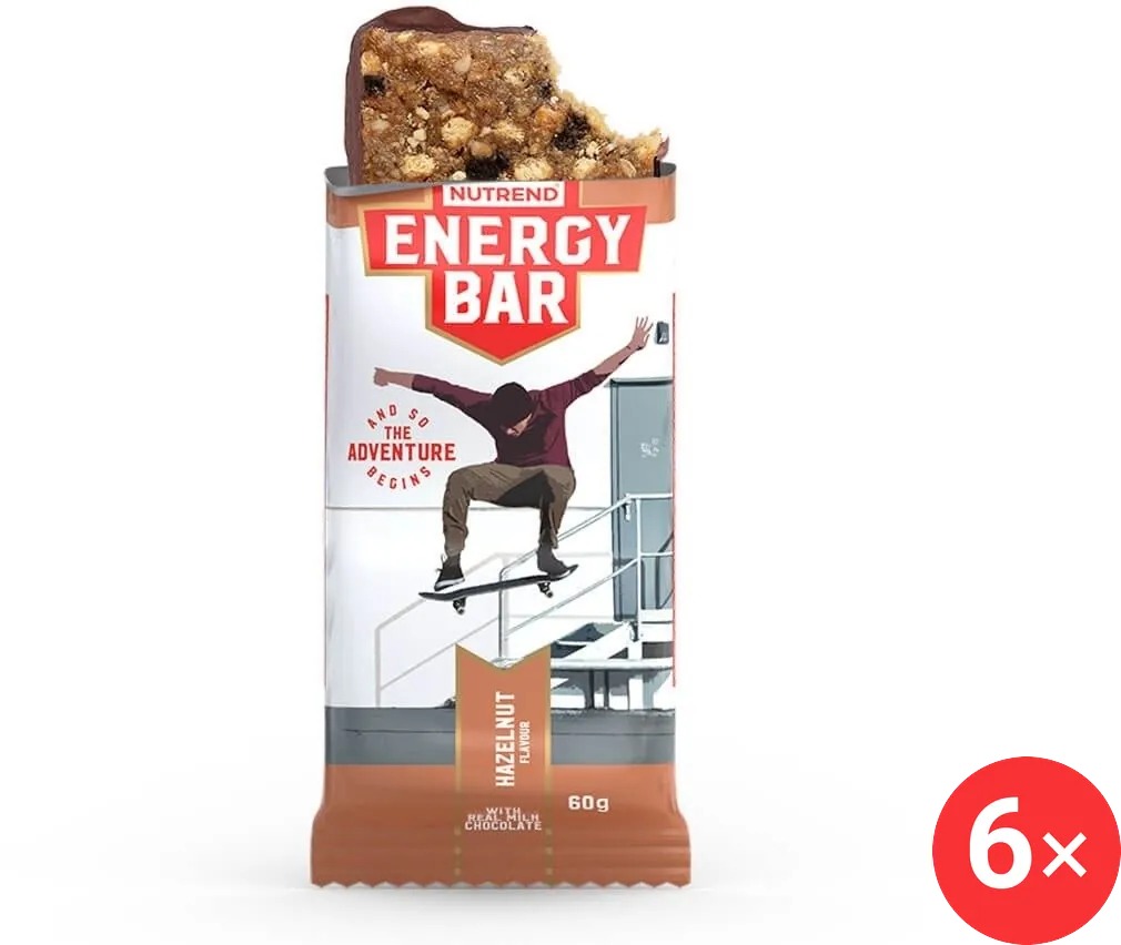Nutrend Energy bar 6 × 60 g, lieskový orech