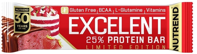 Nutrend EXCELENT protein bar, 85 g, jahodová torta