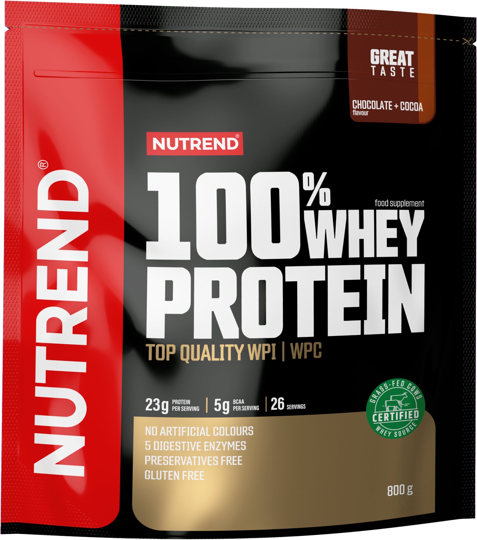 Nutrend 100 % Whey Protein 800 g, čokoláda + kakao