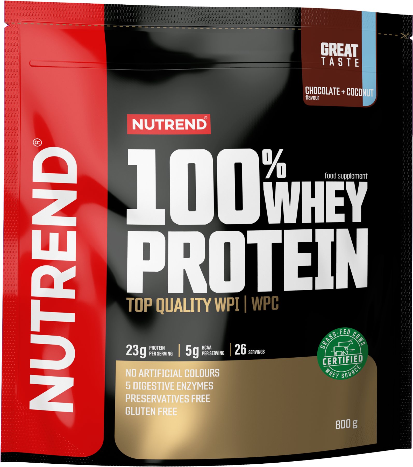 Nutrend 100 % Whey Protein 800 g, čokoláda + kokos