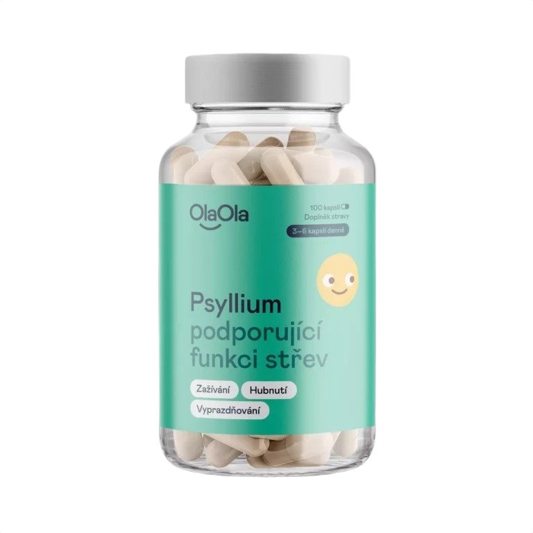 OlaOla Psyllium podporující funkci střev, 100 kapslí