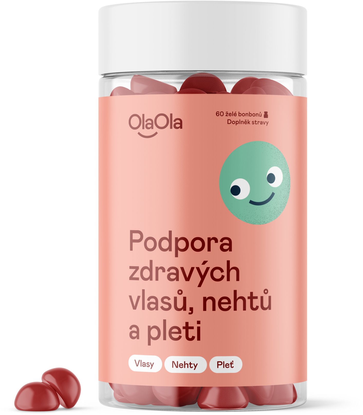 OlaOla Želé Podpora zdravých vlasů, nehtů a pleti, 60 želé bonbonů