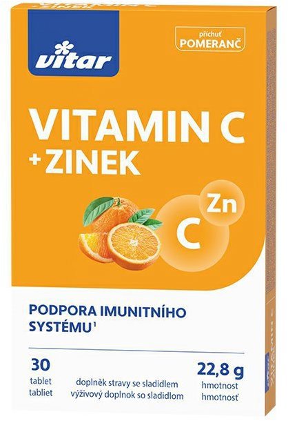 Vitar Vitamín C + zinok 30 tabliet