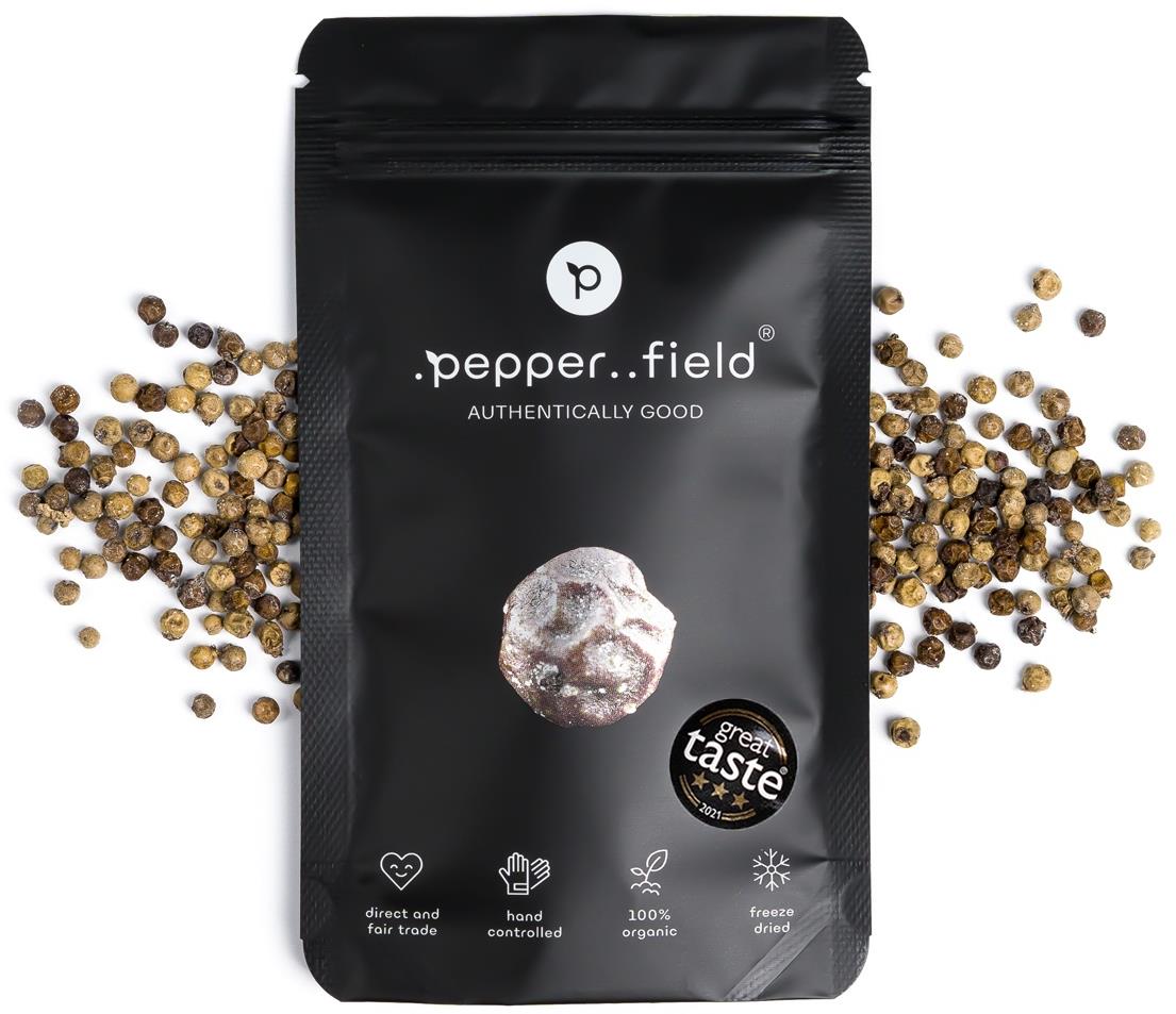 .pepper..field Zelené lyofilizované Kampotské korenie so soľou – EXCLUSIVE 50 g